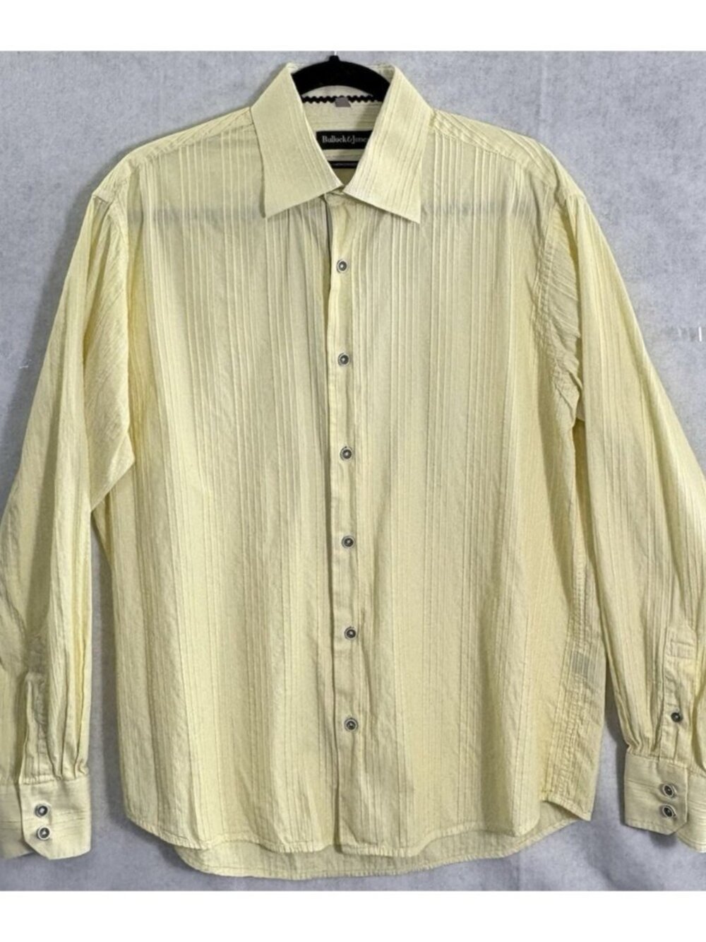 BULLOCK & JONES Men Long Sleeve Button Front Collar Shirt Sz L Yellow 9-24